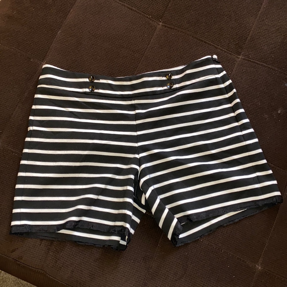 White House Black Market black and white stripe shorts. Size 10